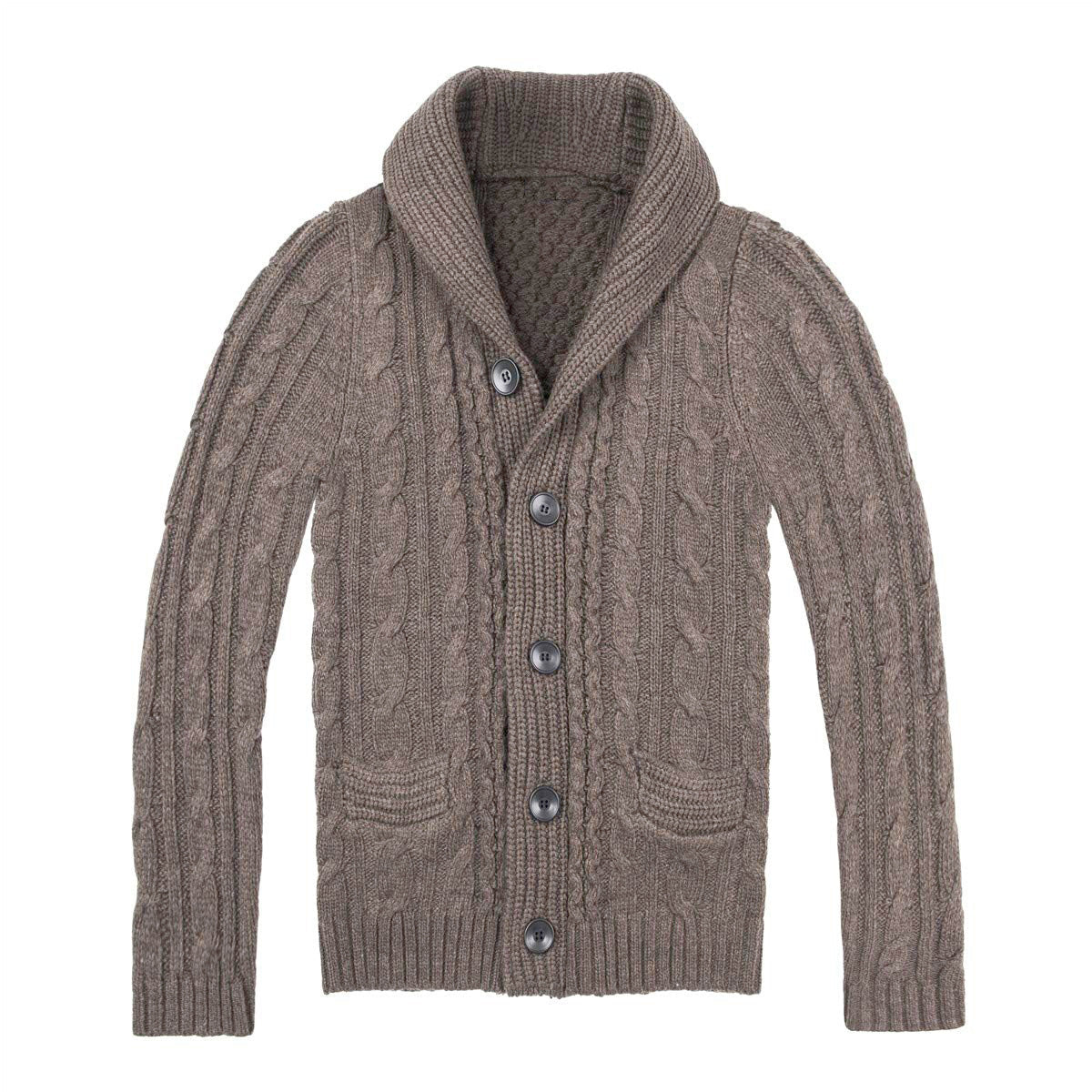 Herren Strickjacke Zopfmuster Praktische Taschen Stilvoll Beige