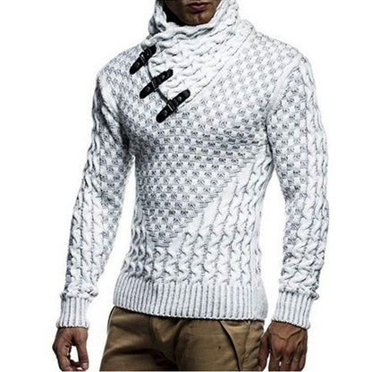 Herren Strickpullover Zopfmuster Hochgeschlossenem Kragen