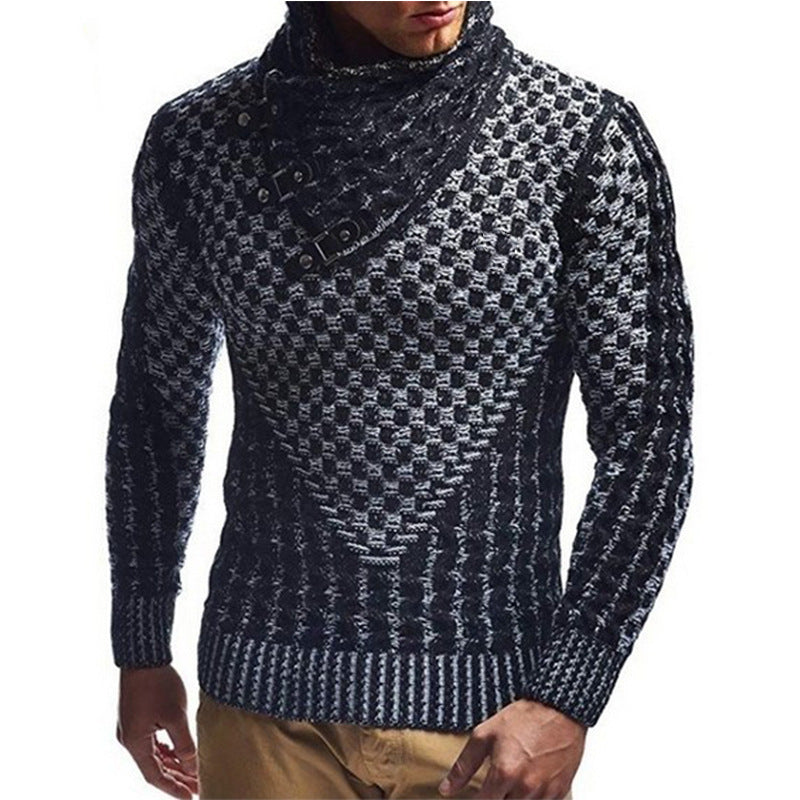 Herren Strickpullover Zopfmuster Hochgeschlossenem Kragen