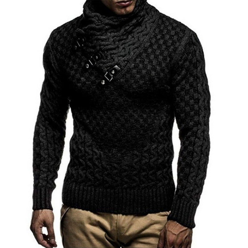 Herren Strickpullover Zopfmuster Hochgeschlossenem Kragen