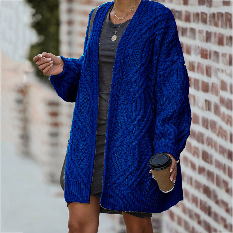 Damen Strickcardigan Zopfmuster Lockerer Schnitt - Norvielle