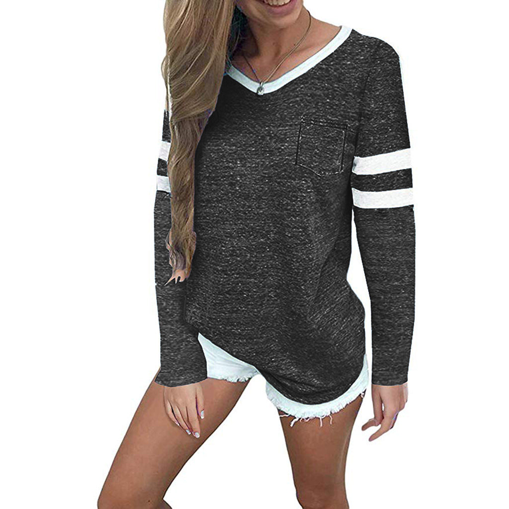 Damen Pullover Streifen-Design Lässig Beige