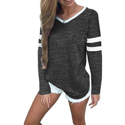 Damen Pullover Streifen-Design Lässig Beige