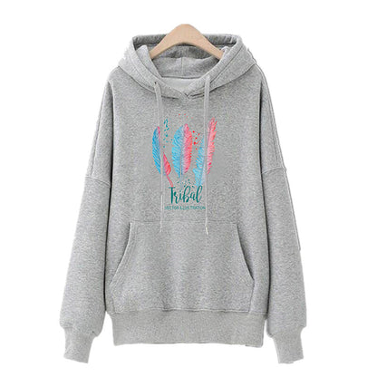 Damen Kapuzenpullover Tribal-Druck Weich Norvielle