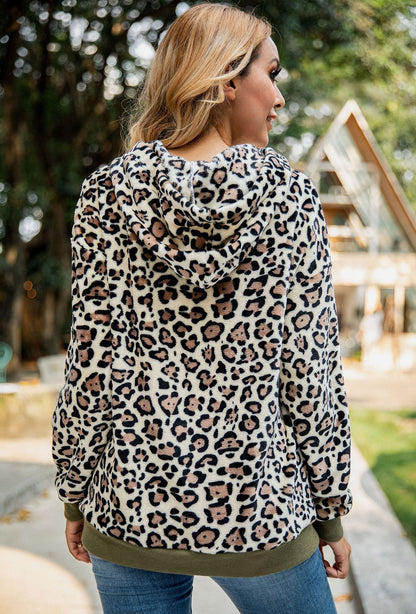 Damen Kapuzenpullover Leopardenmuster