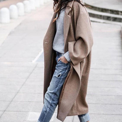 Damen Oversize Wollmantel Reverskragen Norvielle