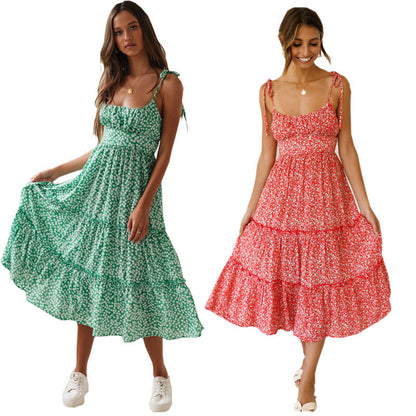 Damen Maxikleid Rüschen Details Träger Norvielle