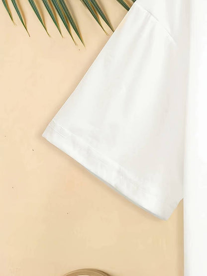 Norvielle Damen Rundhals T-Shirt Einfach Weiß