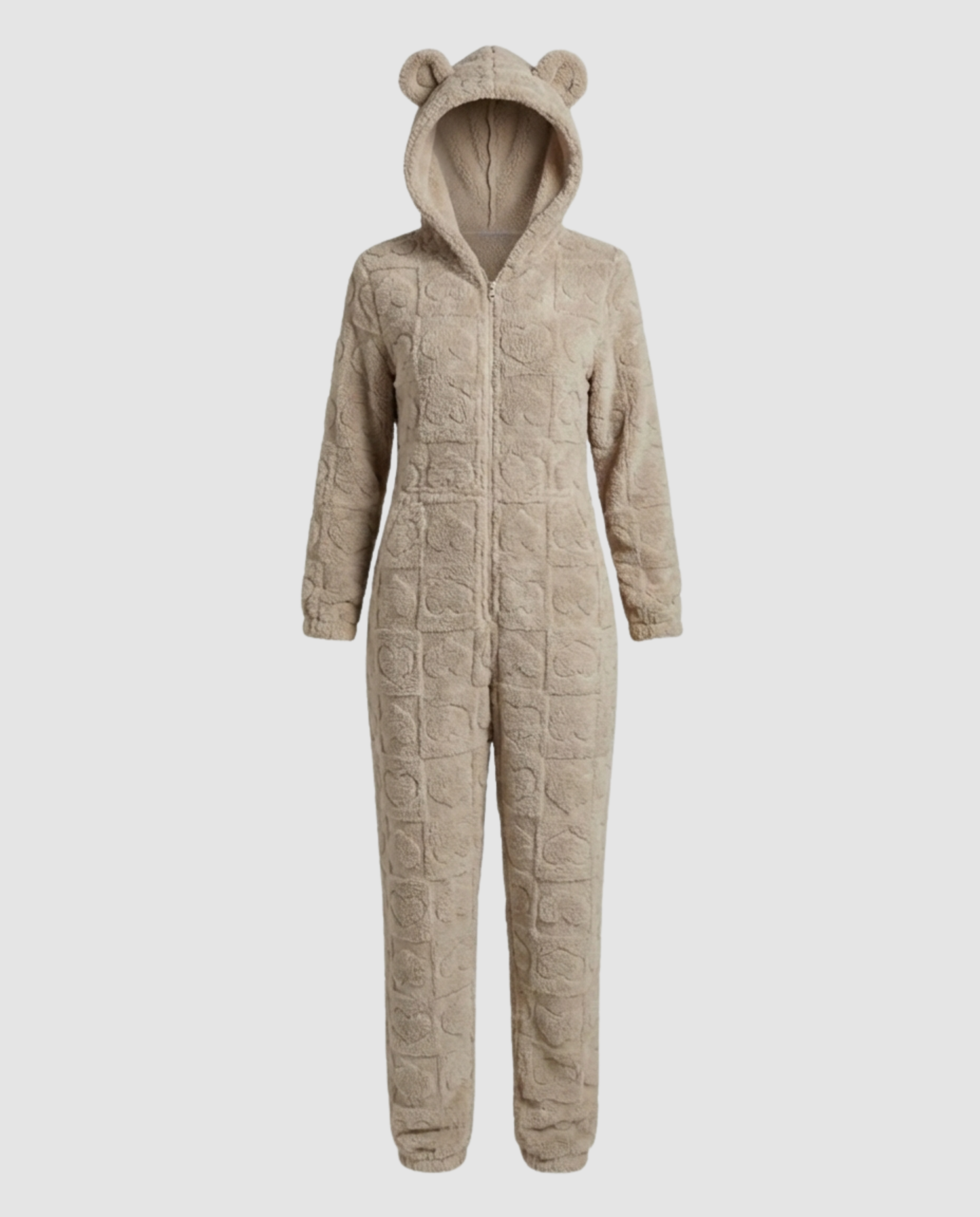 Gemütlicher Damen Fleece-Overall Weich Beige
