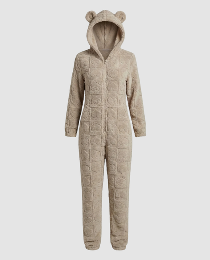 Gemütlicher Damen Fleece-Overall Weich Beige
