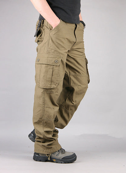 Herren Cargo-Hose Mehrfachtaschen Outdoor-Stil Beige