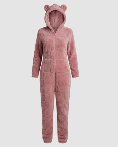 Gemütlicher Damen Fleece-Overall Weich Beige