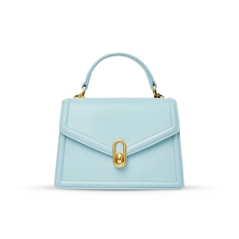 Damenhandtasche Strukturiert Leder -Handle Goldfarben
