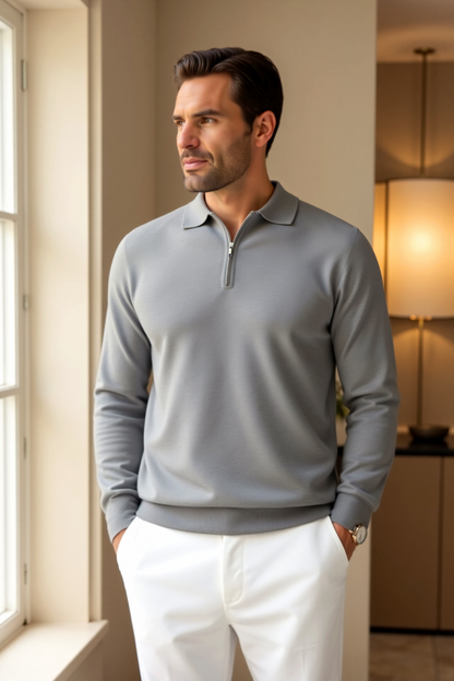 Stefano Herren Polo Reißverschluss Elegantes Design