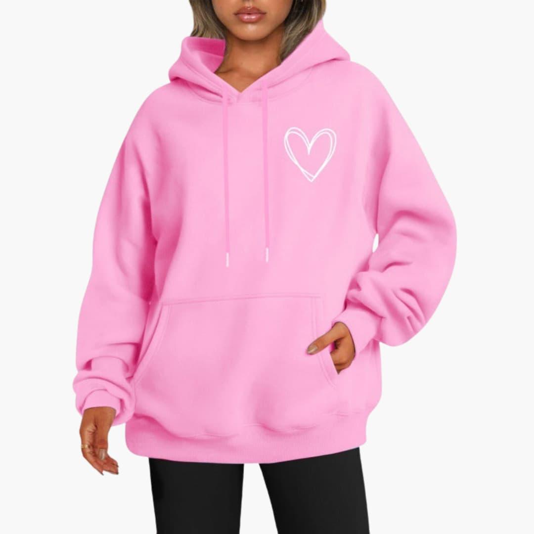 Damen Hoodie Kapuzenpullover Herzdruck