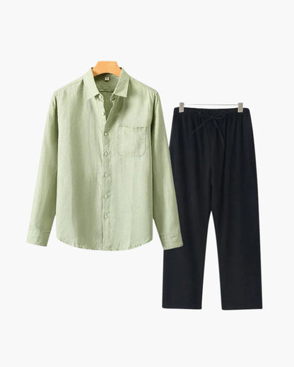 Herren Leinen-Anzug Lange Ärmel 2-teilig Beige