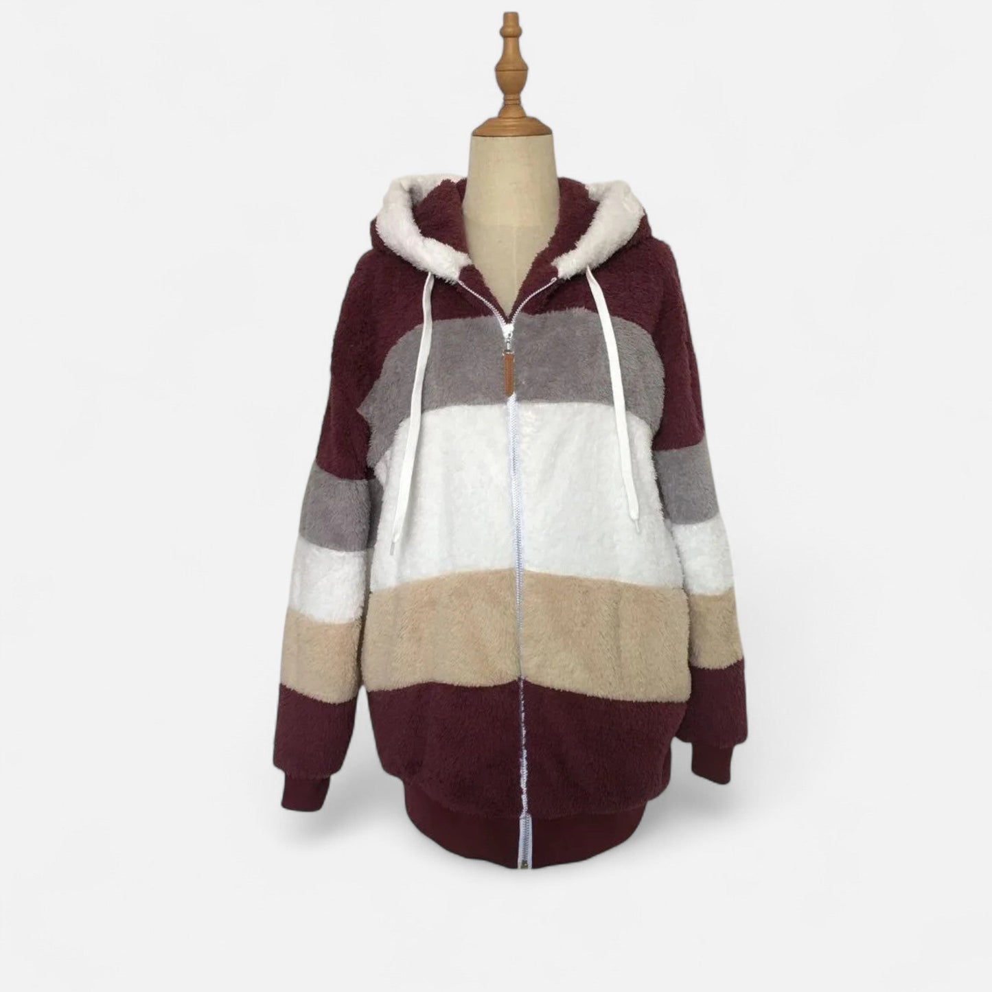 Triswina Damen Oversized Jacke mit Kapuze Gestreift