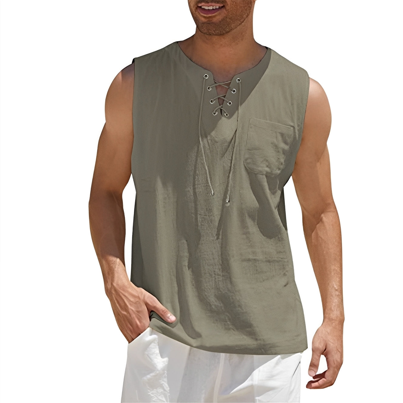Herren Tanktop Ärmellos Baumwolle Schwarz - Norvielle