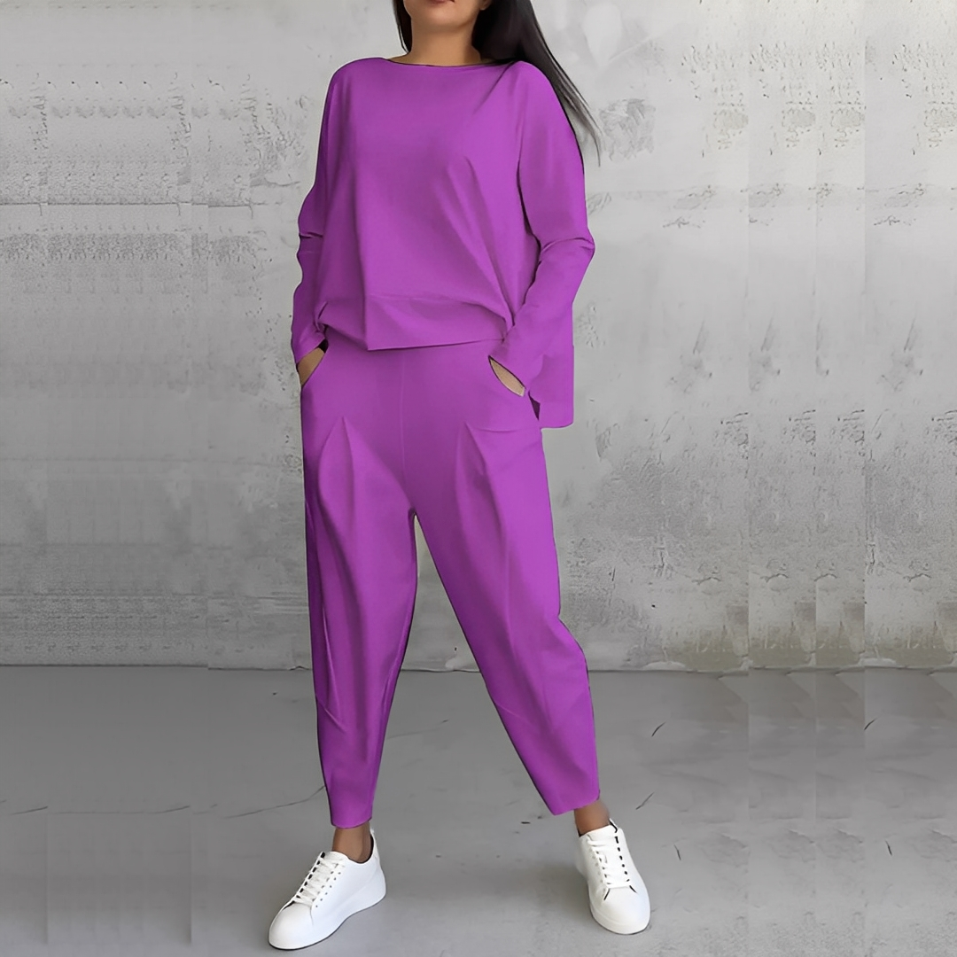 Damen Pullover Set Rundhals Hose