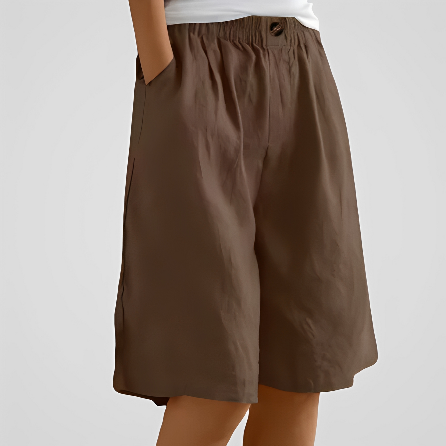 Damen Shorts Locker geschnittene Sommerhose Leicht Beige