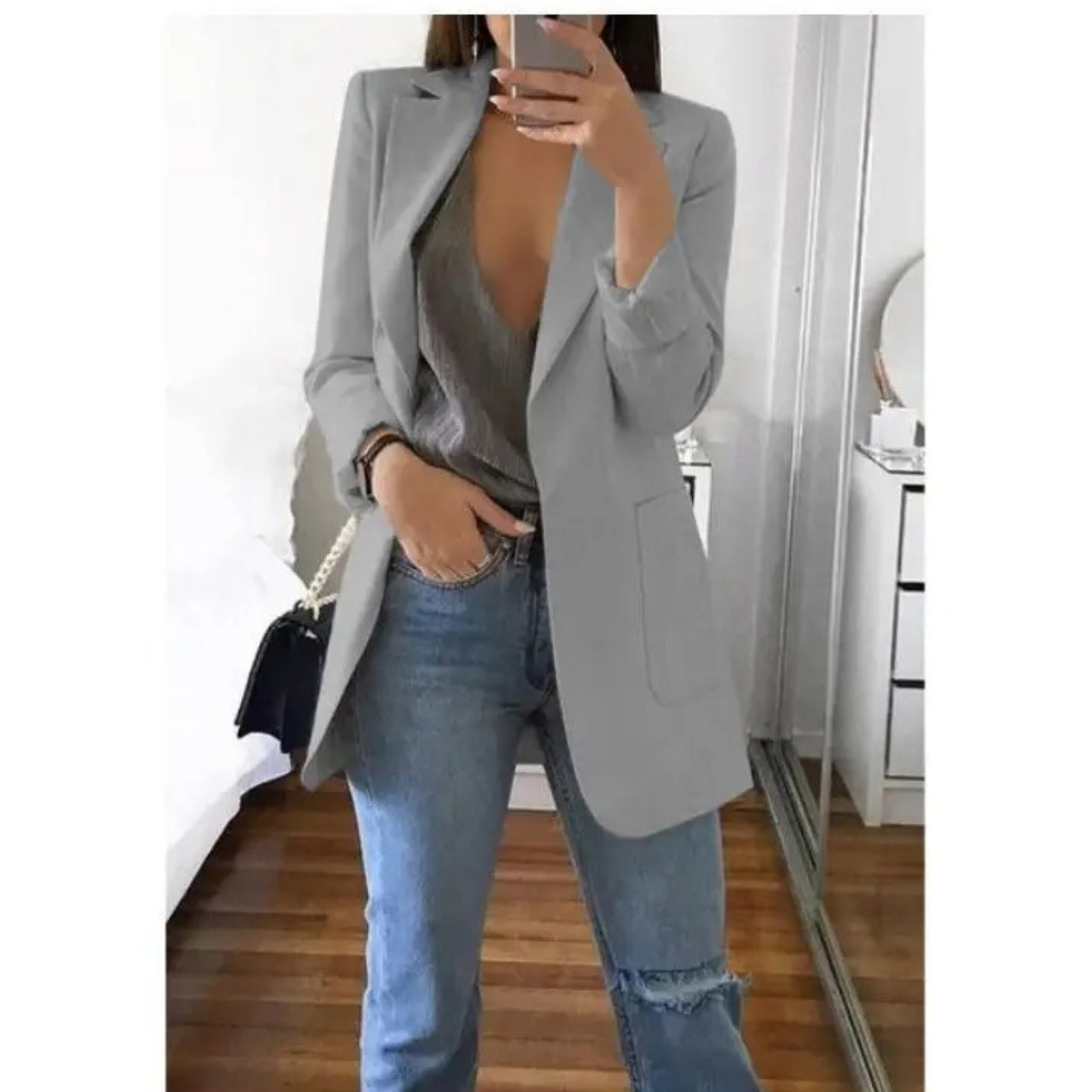 Damen Doppelreihiger Blazer Bürooutfit