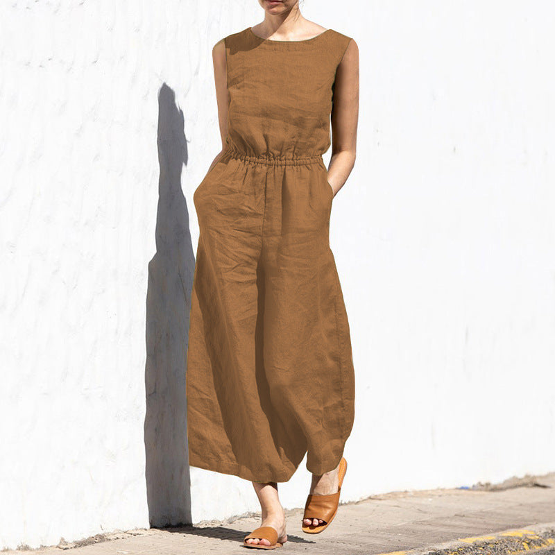Damen Jumpsuit Ärmellos Leicht