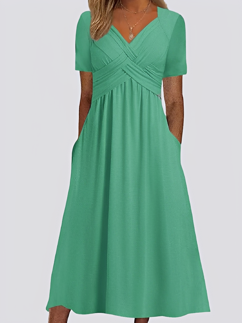 Damen Midikleid Kurzärmelig Lässig