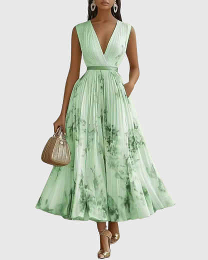 Isabella Damen Ärmelloses Blumenkleid Midi Geplissiert