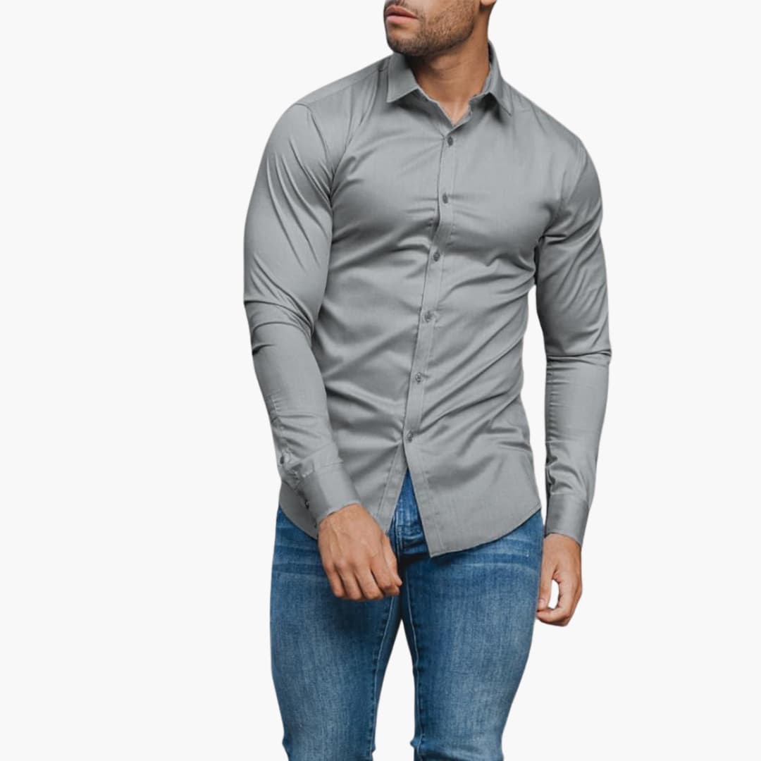 Herren Slim Fit Langarmhemd Klassisch