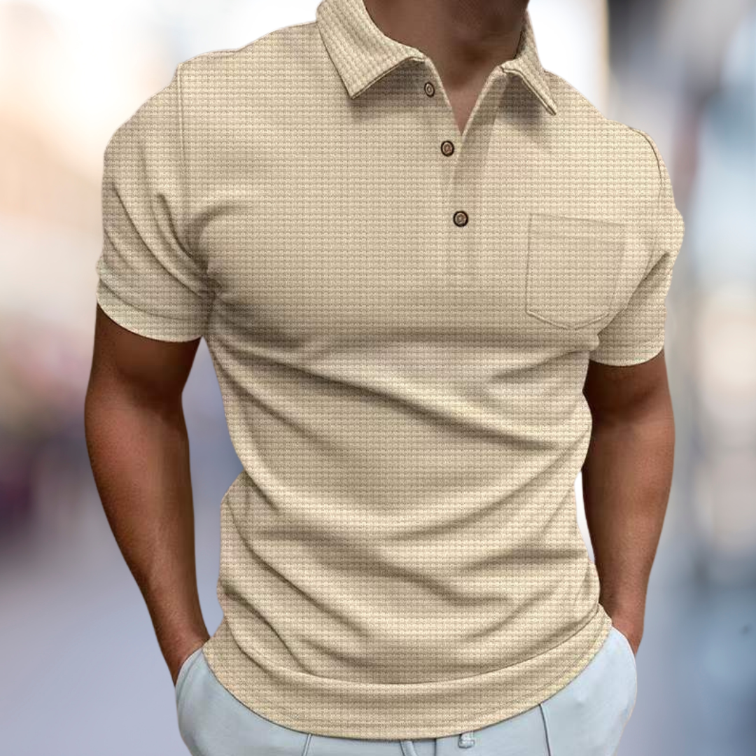 Herren Strukturiertes Poloshirt Sommer Baumwolle Weiß
