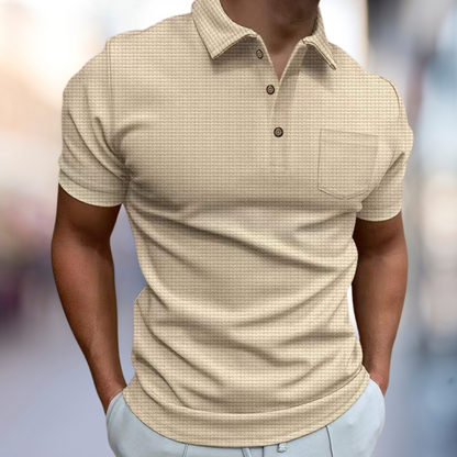 Herren Strukturiertes Poloshirt Sommer Baumwolle Weiß