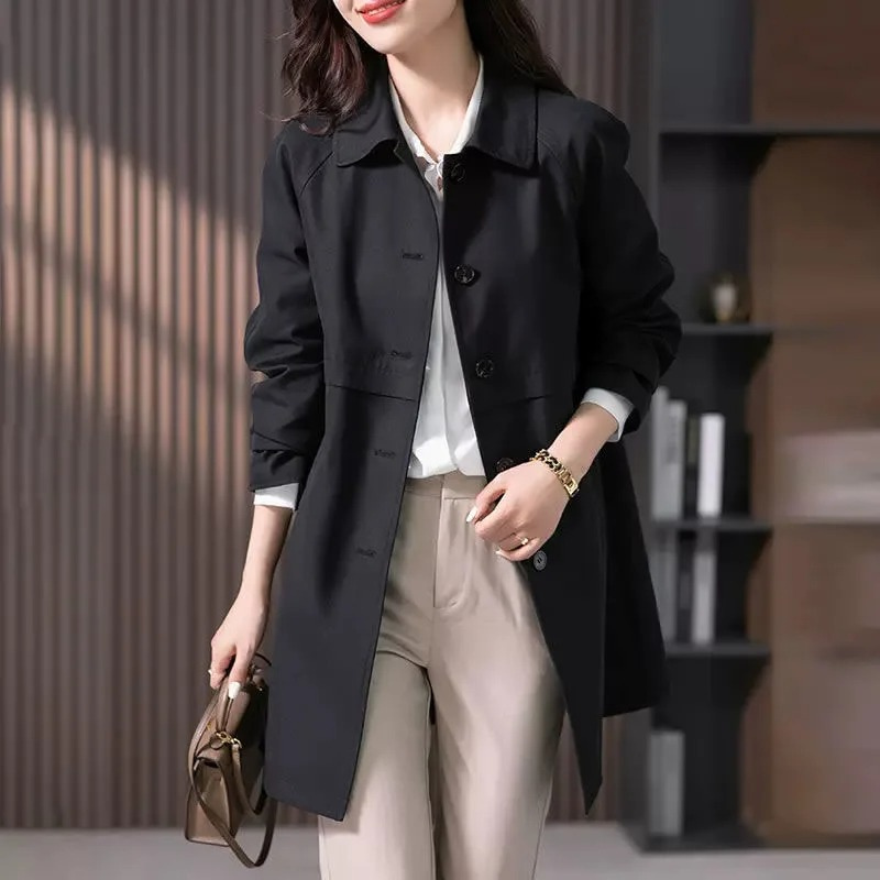 Norvielle Damen Trenchcoat Kurz Wasserabweisend