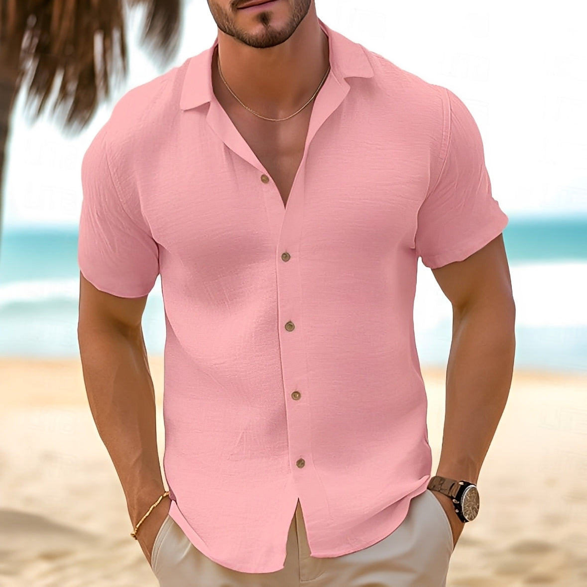 Hector Herren Kurzarm-Shirts Leicht Baumwolle Weiß