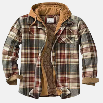 Herren Karierte Steppjacke Warm Knöpfe Erich