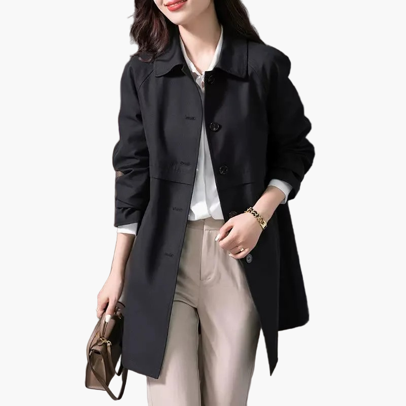 Damen Wintermantel Klassisch Button-Up