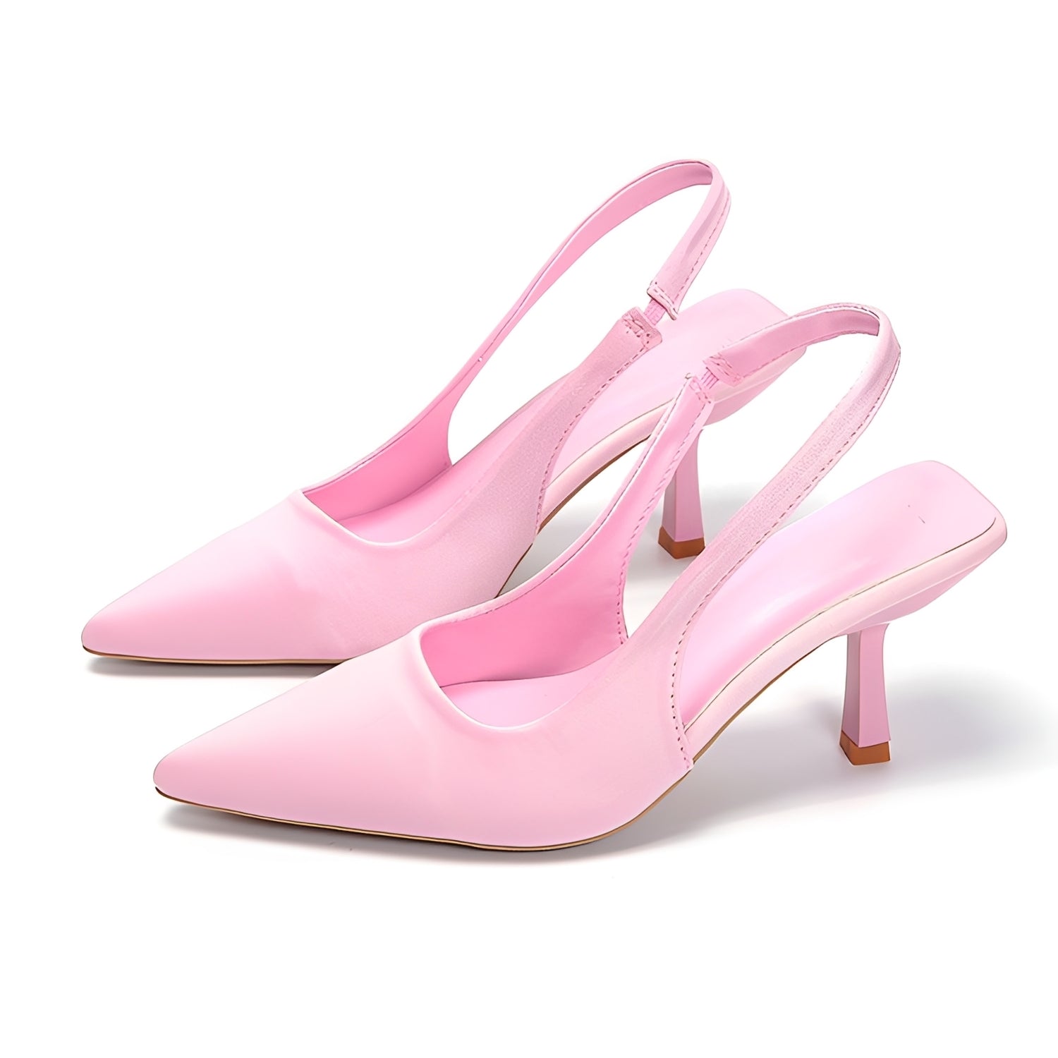Damen High-Heels Slingback Pumps Spitze Zehenform Schwarz - Norvielle