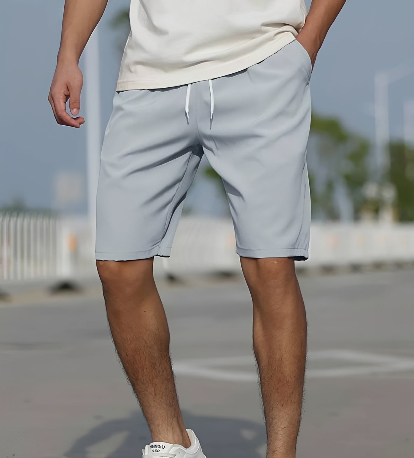 Herren Shorts Komfort Kordelzug Beige