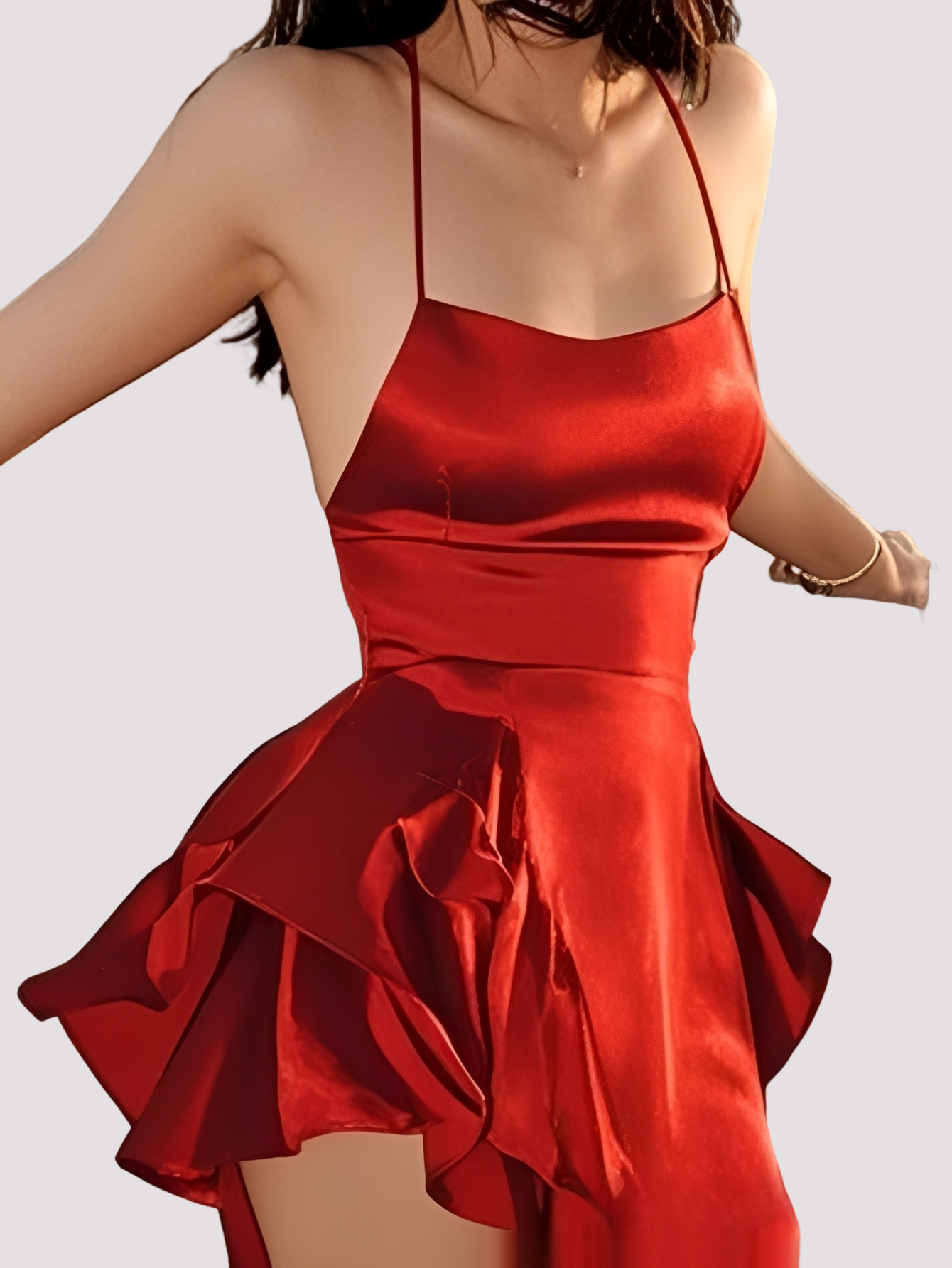 Damen Cocktailkleid Minikleid Elegantes Seidenkleid Schwarz - Norvielle