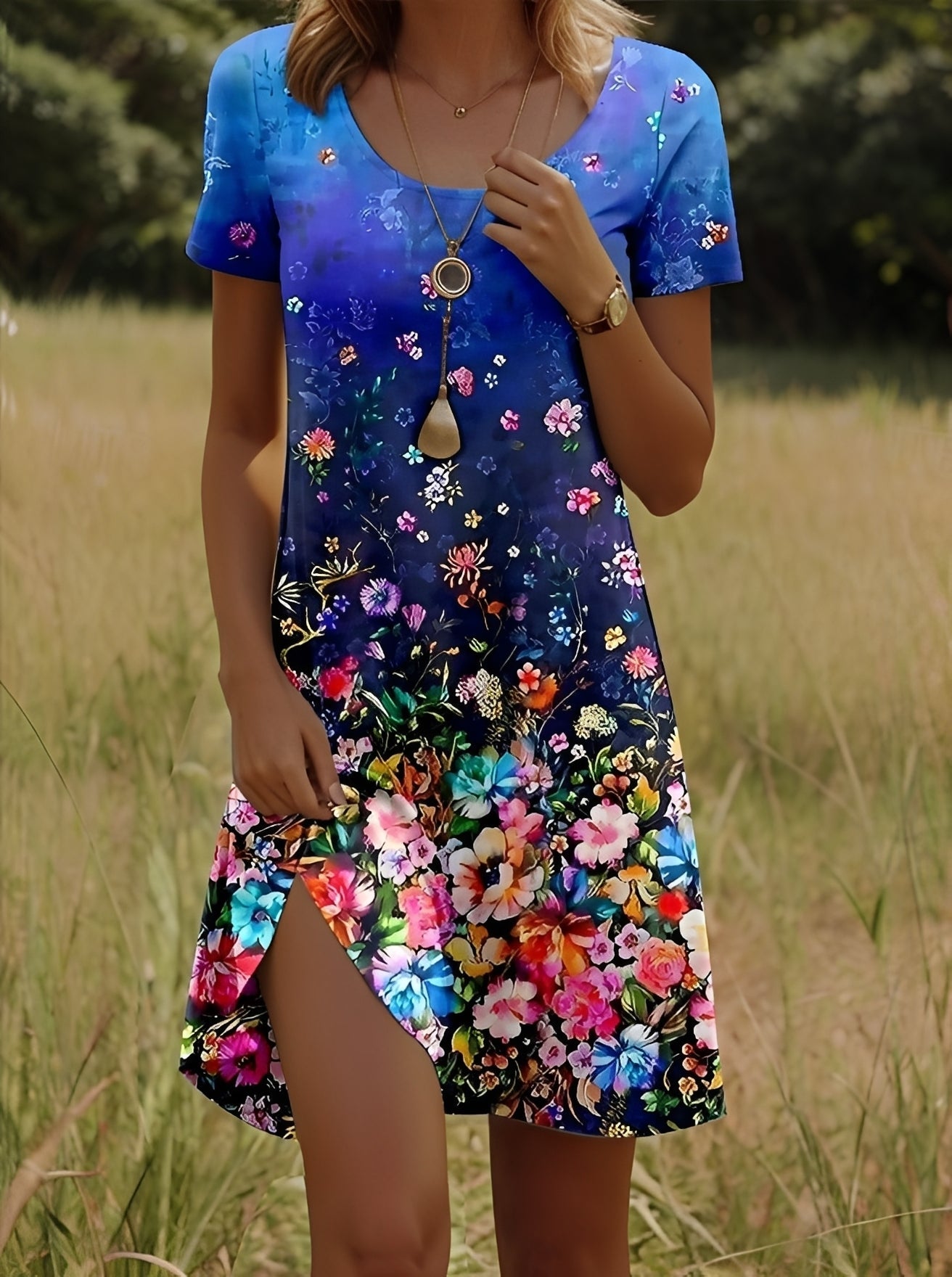 Damenkleid Elegantes Blumenprint