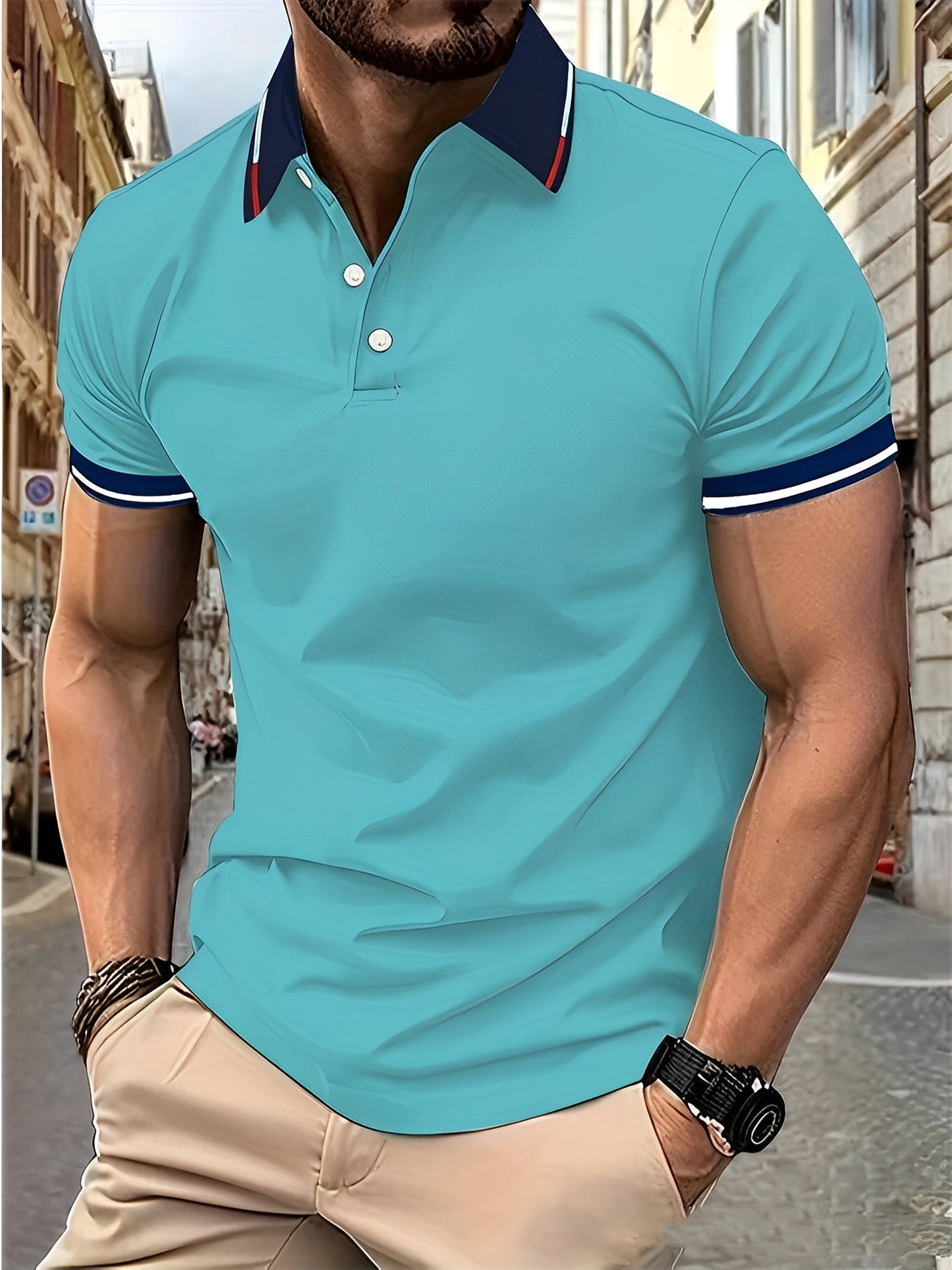 Herren Polohemd mit Knöpfen Einfach Weiß - Norvielle