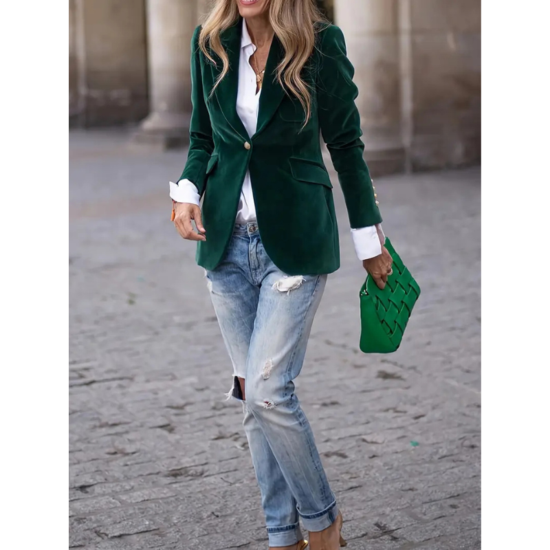 Norvielle Damen Blazer Samtvelour Casual
