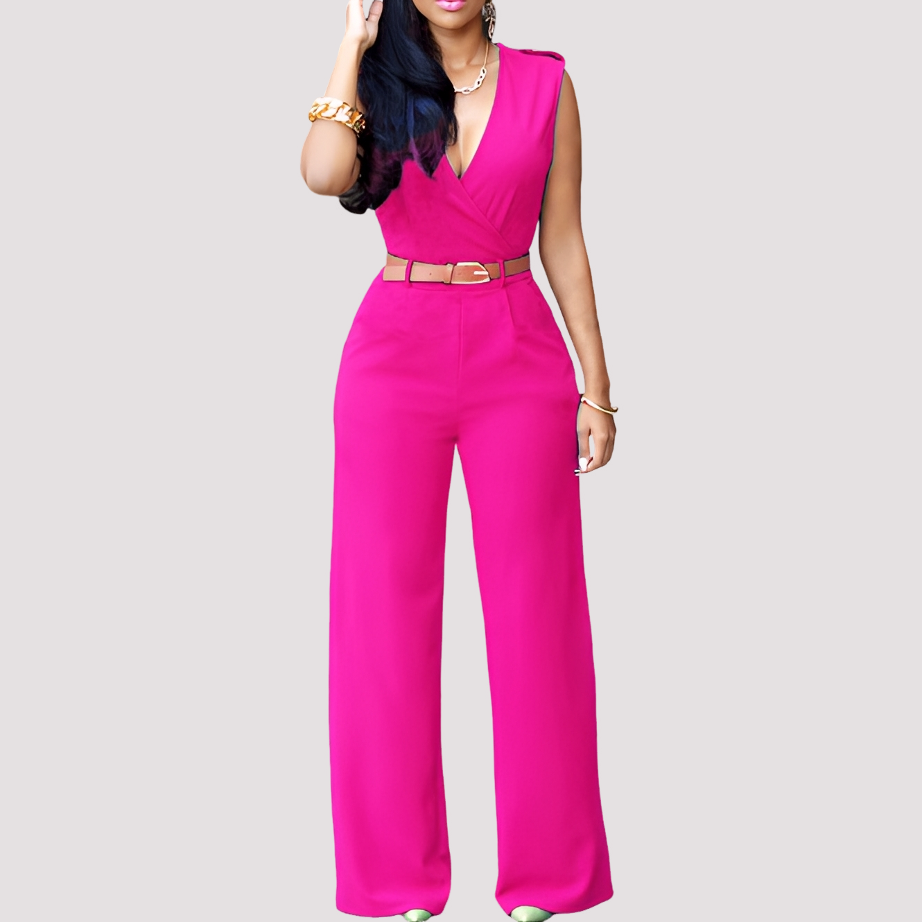Damen Jumpsuit mit Gürtel Elegantes Design