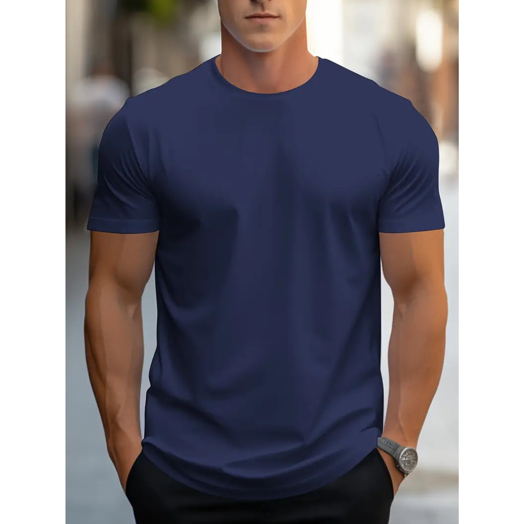 Herren T-Shirt Kurzarm Klassisch Weiß