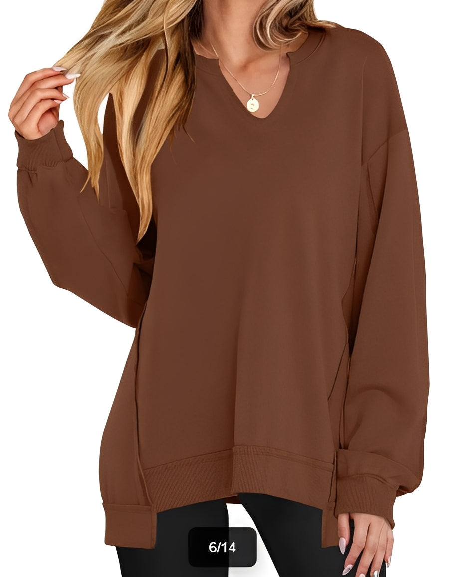 Damen Pullover Gestreift V-Ausschnitt Lässig
