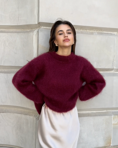 Norvielle Damen Mohair Pullover Kuschelig Beige