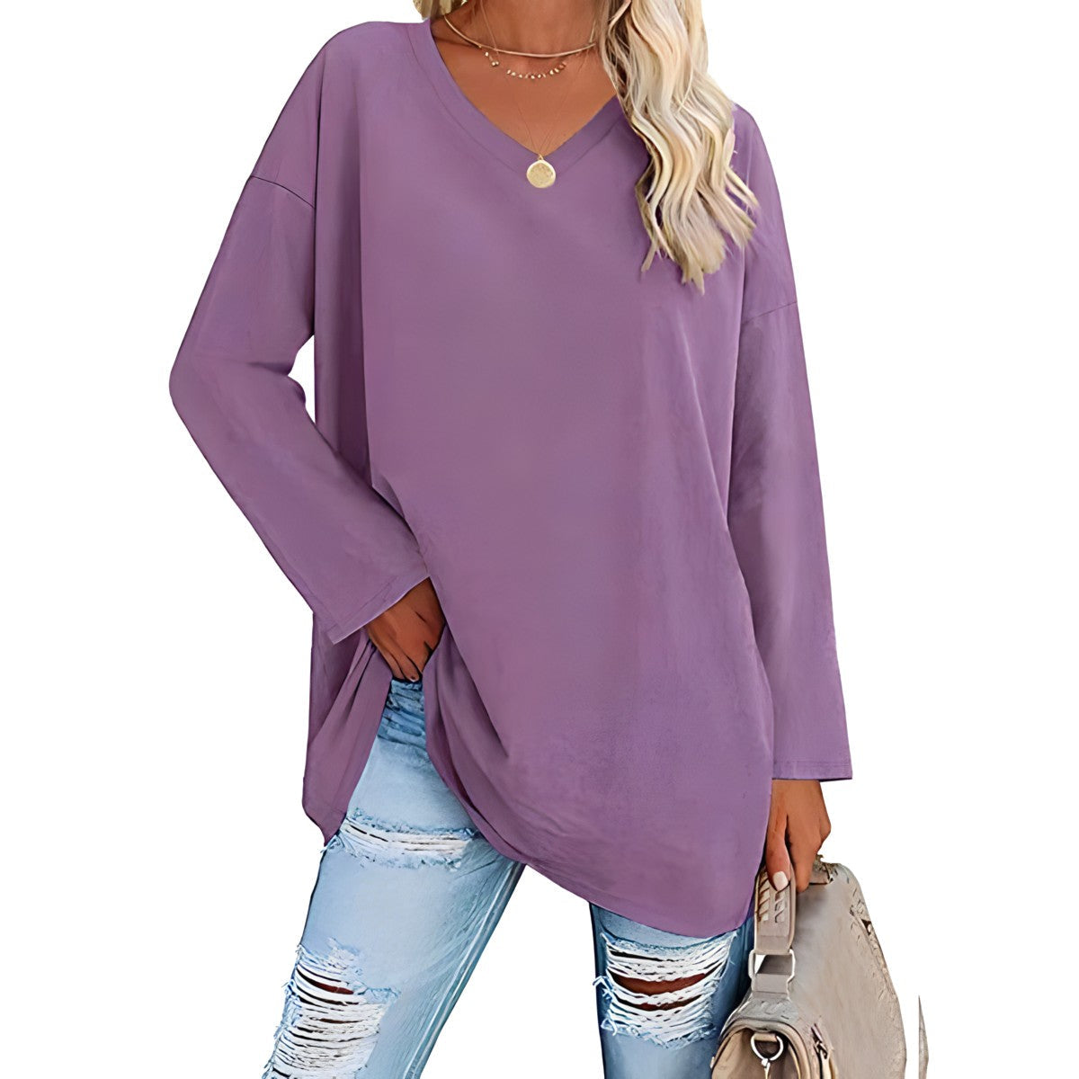 Damen V-Ausschnitt Pullover Relaxed Fit