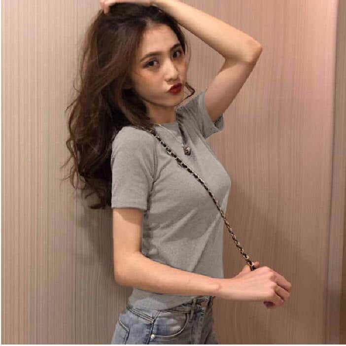 Damen T-Shirt Rundhalsausschnitt Elastisch Norvielle