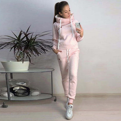Damen Hoodie Jogginghose Set Baumwolle Bequem Grau