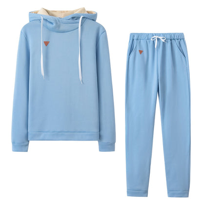 Damen Hoodie Jogginghose Set Baumwolle Bequem Grau