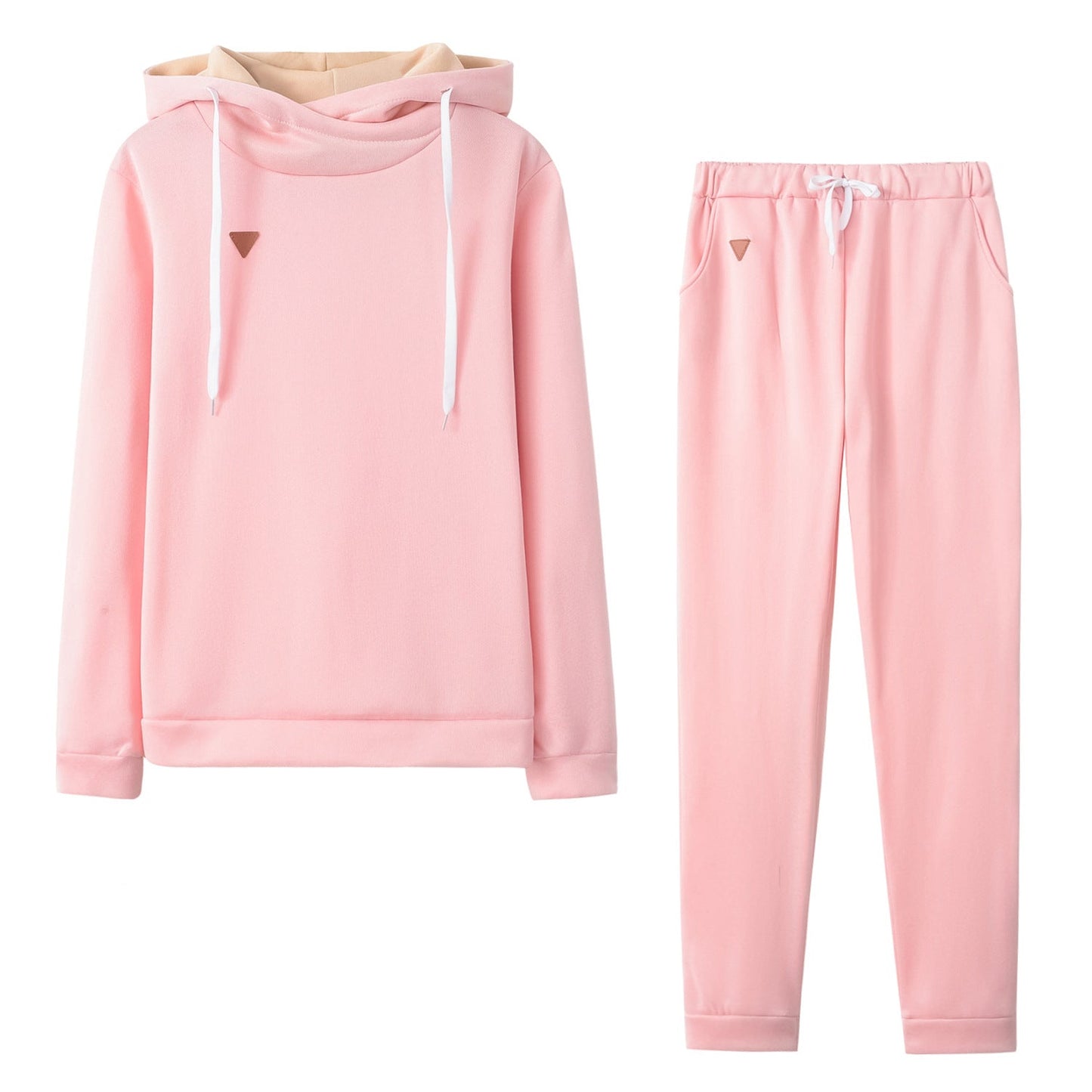 Damen Hoodie Jogginghose Set Baumwolle Bequem Grau